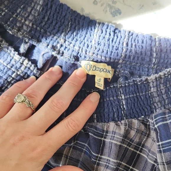 Sweet Navy Plaid Smocked Top - Picture 2 of 4